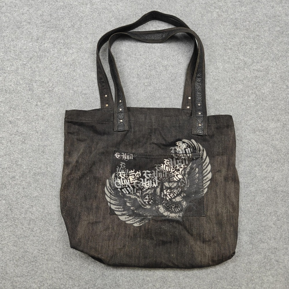 Vintage G-Unit Tote Bag Mens Large Black Denim Graphic Eagle Hip Hop Shoulder
